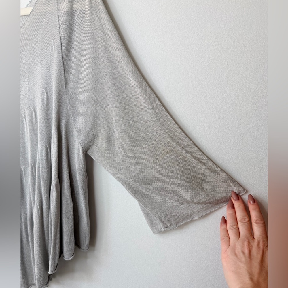 LINE Flowy Mesh Blouse – Grey – Size S – Elegant Draped Top - Picture 7 of 17